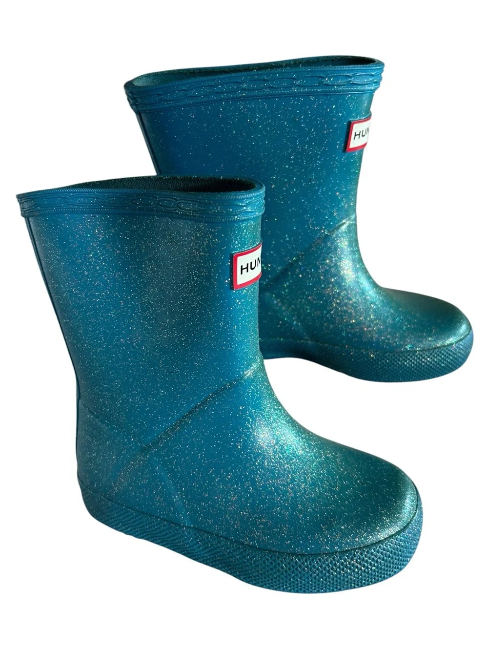 Hunter Kids Teal Glitter Rain Boots Toddler  Size 5